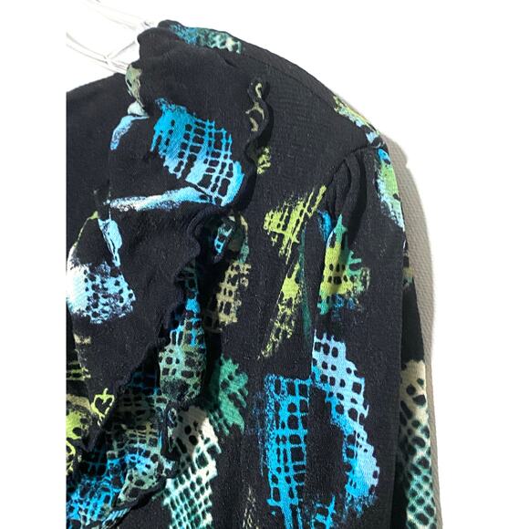 Style & Co Blouse Top Womens S Whimsigoth Dark Forest Fairy Artsy Boho Ruffles - Picture 4 of 8